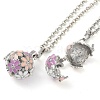 Brass Enamel with Rhinestone Pendant Necklaces NJEW-G089-09A-02-1