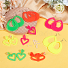   8 Pairs 8 Style Acrylic Heart & Teardrop Dangle Stud Earrings with Steel Pins for Women EJEW-PH0001-12-4