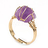 Nuggets Alloy Wire Wrapped Natural Amethyst Cuff Rings FS-WGA7830-01-2