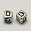 Antique Silver Plated Large Hole Acrylic Letter European Beads PACR-Q099-01D-1