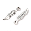 Tibetan Style Alloy Feather Pendants TIBEP-24166-AS-RS-2