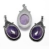 Oval Antique Silver Zinc Alloy Natural Amethyst Big Pendants G-F228-27B-FF-1