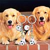 WEWAYSMILE 2 pcs Dog Keychain Car Keychain Pet Pendant Key-Ring Lovely Dog Key-ring Portable Metal Keychain Gift for Pet Lover Birthday Puppy Theme Party Supplies (Soccer and Dogs) JX799A-4