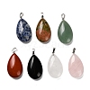 Natural Red Jasper & Black Onyx(Dyed & Heated) & Rose Quartz & Quartz Crystal & Green Aventurine & Unakite & Sodalite Teardrop Pendants G-Z088-05P-1