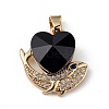 Real 18K Gold Plated Rack Plating Brass Micro Pave Cubic Zirconia Pendants KK-C015-28G-06-1