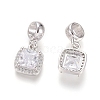 Brass Micro Pave Clear Cubic Zirconia European Dangle Charms OPDL-L016-13P-2