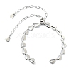 Brass Heart Link Chain Slider Bracelet Making AJEW-JB01603-02-1