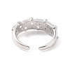 Rectangle Cubic Zirconia Open Cuff Ring RJEW-P035-07G-01-3