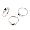 Hand with Heart Natural Black Agate Agate Adjustable Rings RJEW-Q817-06P-03-1