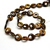 Flat Round Natural Tiger Eye Beads Strands G-P063-124-2