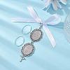 Tibetan Style Alloy & Glass Oval Photo Bouquet Hanging Ornaments HJEW-JM01353-01-3