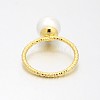 Brass Acrylic Pearl Finger Rings for Wedding Jewelry RJEW-J061-G-3