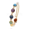 Round Mixed Gemstone Braided Bangle with Natural Pearl BJEW-JB08000-2