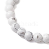 Natural Howlite Cube & Round Beaded Stretch Bracelets BJEW-JB10807-06-4