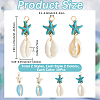 40Pcs 4 Colors Cowrie Shell & Dyed Synthetic Turquoise Starfish Pendants PALLOY-SC0004-40-2