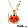 Stainless Steel Enamel Halloween Cat Pumpkin Pendant Dapped Chain Necklaces TA2599-3