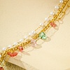 Gemstone Chip with Plastic Pearl Multi-strand Bracelets for Women BJEW-G739-01G-4