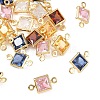SHEGRACE Brass Pave Cubic Zirconia Square Connector Charms XGRQ2O980-440G-1
