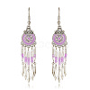 Bohemian Style Alloy Enamel Flat Round Tassel Chandelier Earrings FS-WG14215-09-1