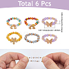 6Pcs 2 Styles Alloy & Glass Beaded Decorative Rings for Smartwatch Band AJEW-CP0009-95-2