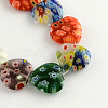 Heart Handmade Millefiori Glass Beads Strands LK-R004-67-1