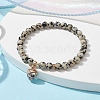 Natural Dalmatian Jasper Round Beaded Stretch Bracelets BJEW-JB09727-02-2