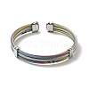 304 Stainless Steel Triple Layer Twist Rope Open Cuff Bangle for Women BJEW-P283-09M-2