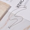 304 Stainless Steel Round Ball Pendant Necklace with Rolo Chains for Men Women NJEW-JN03845-01-4