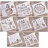 16 Sheets 16 Style PET Drawing Stencil DIY-SZ0003-80-3