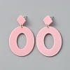 Acrylic Hollow Oval Dangle Stud Earrings with Steel Iron Pins for Women EJEW-WH0047-74E-1