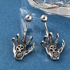 Skull Devil Hand 316 Surgical Stainless Steel Belly Button Rings EJEW-G416-12AS-3