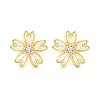 Rack Plating Flower Brass Micro Pave Clear Cubic Zirconia Stud Earrings EJEW-M029-01B-G-1