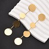 304 Stainless Steel Flat Round Tassel Stud Earrings EJEW-C142-11G-2