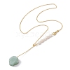 Natural Mixed Gemstone Nugget Pendant Lariat Necklace with Pearl Beaded NJEW-JN04508-5