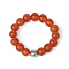4MM Round Natural Red Agate Beaded Stretch Rings LS-VM0712-7-1