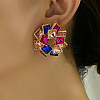 Rhinestone Donut with Square Stud Earrings IQ6483-2