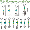 Leaf Alloy & Glass Pendant Locking Stitch Markers HJEW-SC00083-2