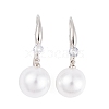 Rack Plating Brass Cubic Zirconia ABS Pearl Earring Hooks EJEW-S219-16P-05-1
