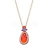 Glass Teardrop Pendant Necklaces NJEW-MZ00066-01-2