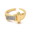 Brass Micro Pave Cubic Zirconia Cuff Rings for Women RJEW-G325-09GP-2