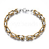 Ion Plating(IP) Two Tone 201 Stainless Steel Byzantine Chain Bracelet for Men Women BJEW-S057-87B-1