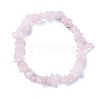 Rose Quartz Chips Stretch Bracelets X-BJEW-JB01308-01-3