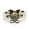 You Are My Sunshine Theme Flat Round with Sunflower Leather Cord Multi Strand Bracelets WGB8E71-02-1