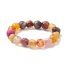 Dyed & Heated Round Natural Agate Beads Stretch Rings for Women RJEW-JR00694-5