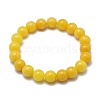 Natural Yellow Jade Bead Stretch Bracelets X-BJEW-K212-A-038-2