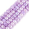 Electroplate Crackle Imitation Jade Glass Beads Strands EGLA-Q135-01A-C09-1