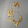 Alloy Flat Round Charms Cluster Bib Necklace & Ring Bracelet & Dangle Earrings & Headwears SJEW-WH0002-06-1
