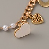 Pearl Plastic Beads & Heart & Moon & Teardrop Charms Link Chain Phone Case Double Chain Strap AJEW-WH0041-61G-3