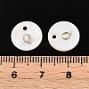 Natural Freshwater Shell Flat Round Charms with Gold Stamping Letter Q SSHEL-S249-Q-1-3