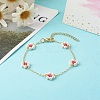 Shell Pearl & Acrylic Beads Flower Link Bracelets X1-BJEW-TA00003-04-2